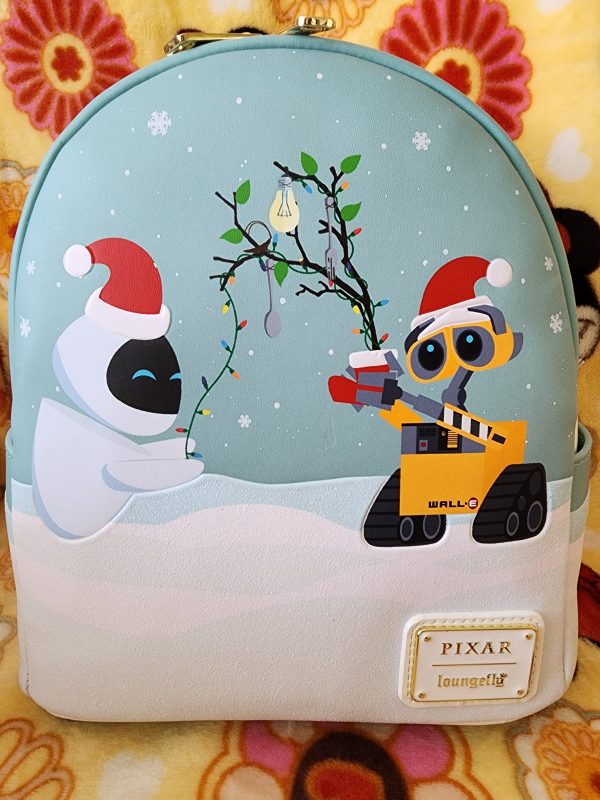 Loungefly Disney Pixar Wall-E and Eve Christmas Backpack For Sale